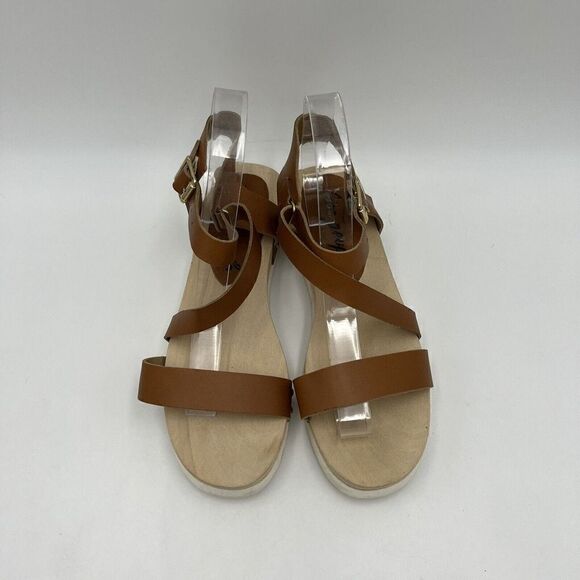 NEW Free People Sundown Flatform Sandal Brown Leather Gold Accent Size 7/38 - Picture 4 of 10
